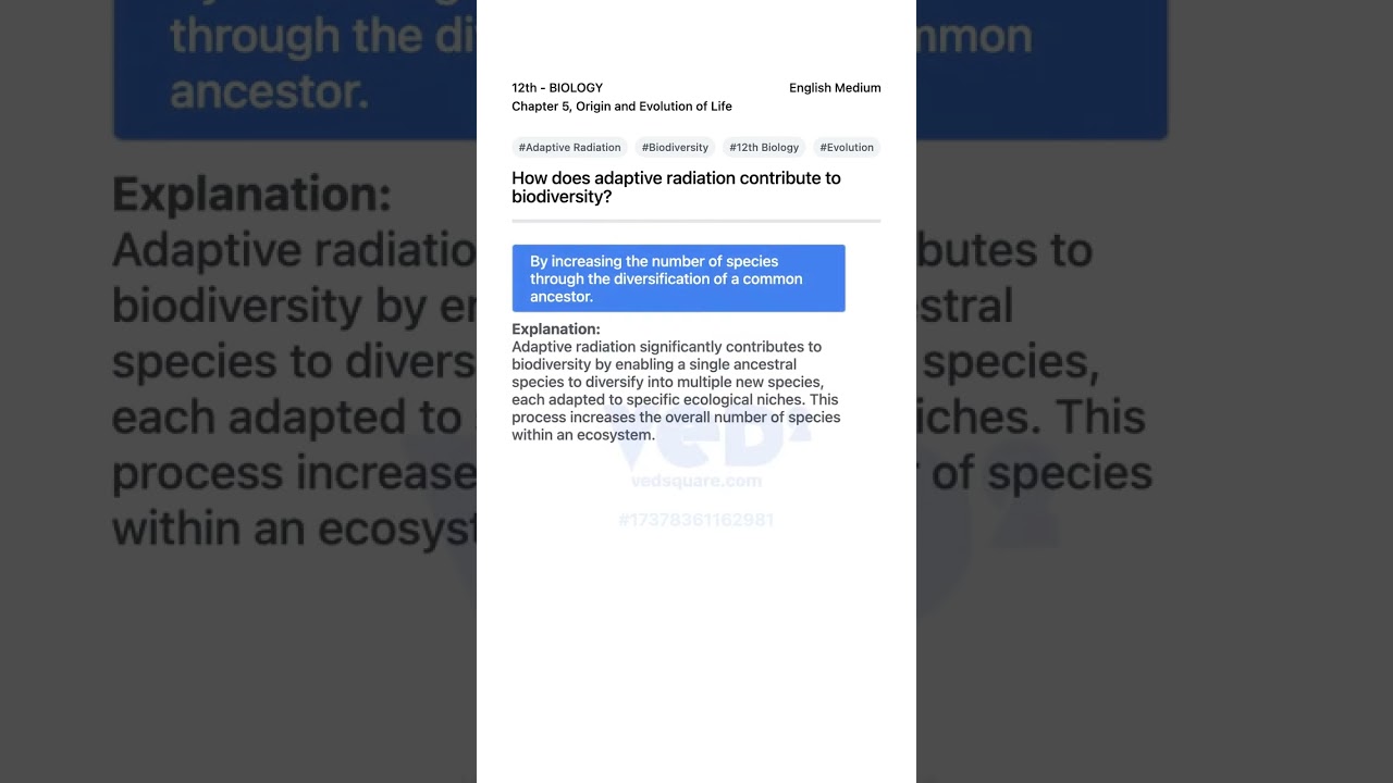 Adaptive Radiation Boosts Biodiversity 12th Biology Chapter 5