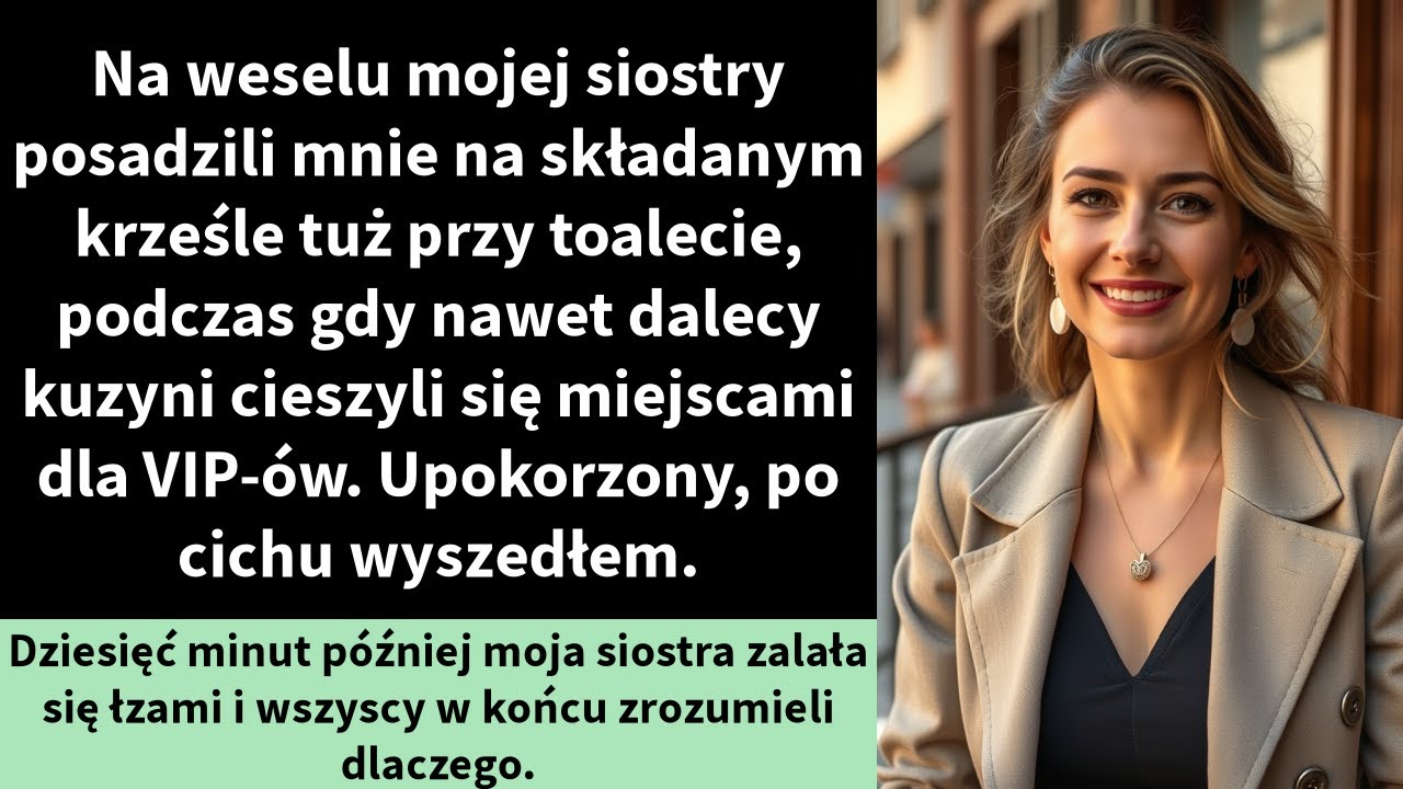 Na weselu mojej siostry posadzili mnie na składanym krześle tuż przy toalecie, podczas gdy nawet