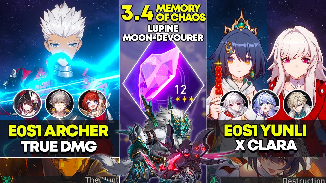 E0S1 Archer True DMG & E0S1 Yunli x Clara | Memory of Chaos 12 | Honkai Star Rail 3.4