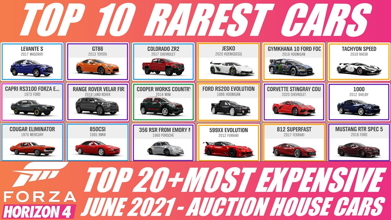 FH4 TOP 10 Rarest and Most Expensive Forza Horizon 4 Cars | TOP 20 Auction House cars Horizon 4 JUNE