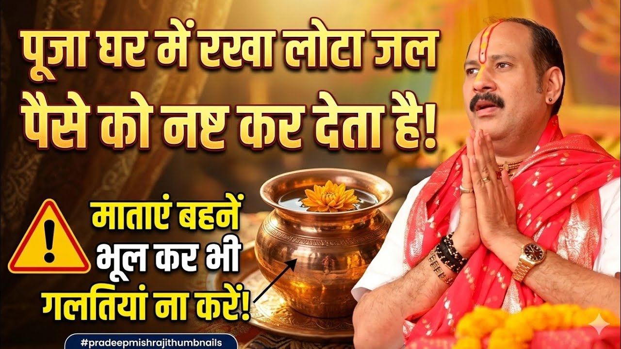 पूजा घर में रखा लोटा जल पैसे को नष्ट कर देता है? 😱 माताएं-बहनें ये गलती कभी न करें | सत्य जानिए!