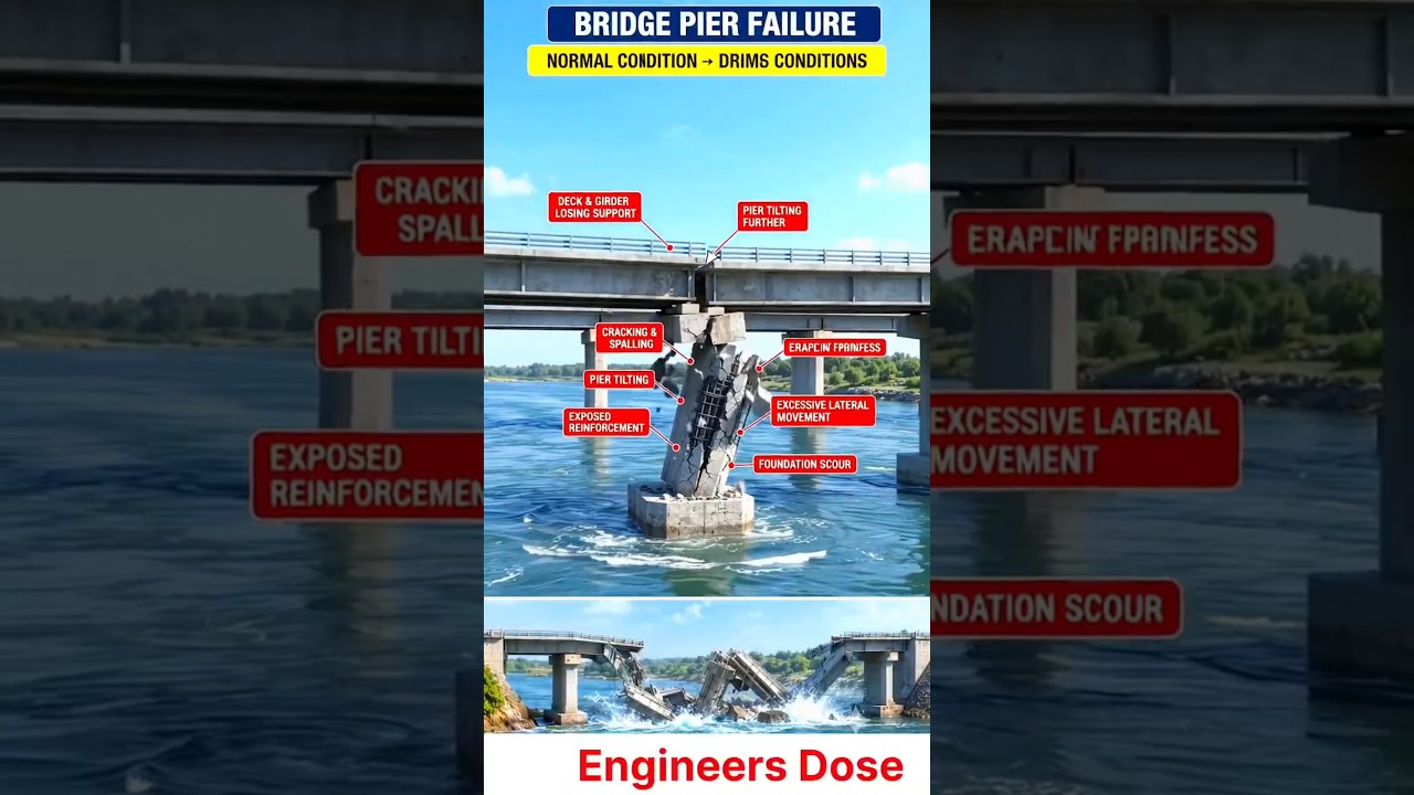 Bridge 🌉 collapse on river #bridge #civilengineering #pier #abutment #rccstructure