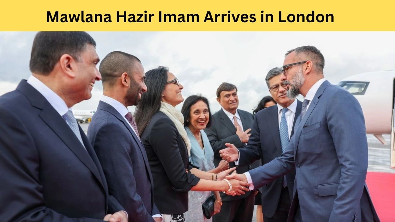 Mawlana Hazir Imam Shah Rahim arrives in london . London first Deedar