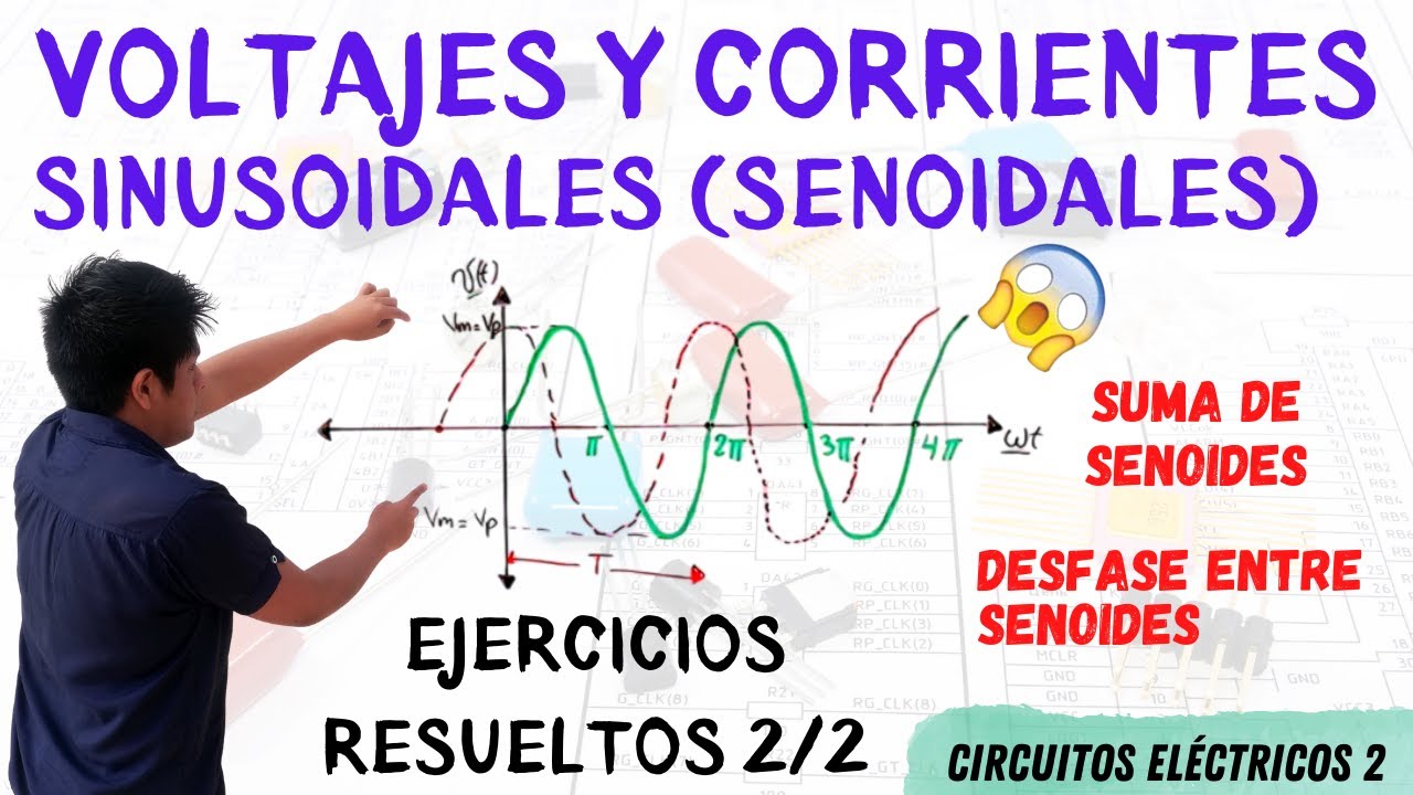 VOLTAJE Y CORRIENTE SENOIDAL (SINUSOIDALES) 3 EJERCICIOS RESUELTOS💥 [EXPLICACION SUPER FACIL] 😎