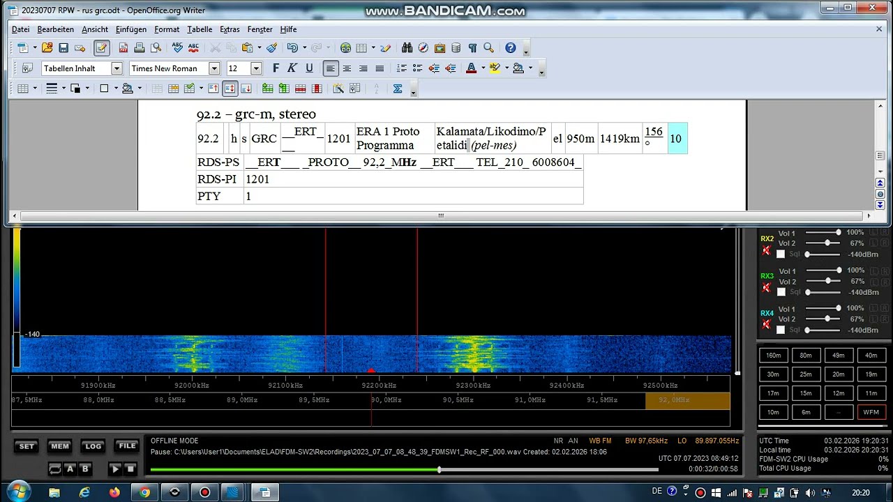 FM DX Es- 070723 - 0849UTC- 92.2 ERA 1 Proto Programma (GRC)  Kalamata/Likod. (pel-mes) 10kW 1419km