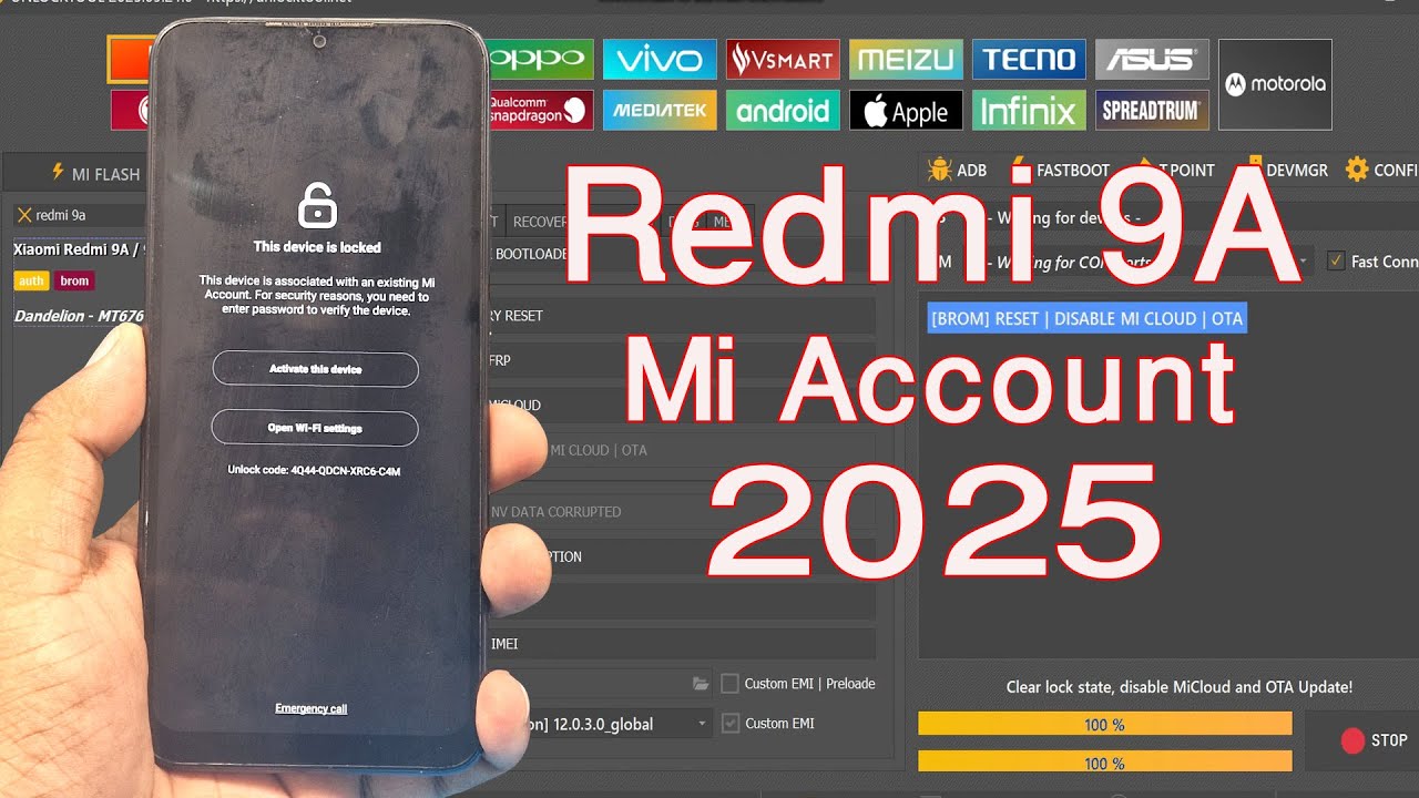 Redmi 9A Mi Account Remove Unlock tool new All security 2025✅
