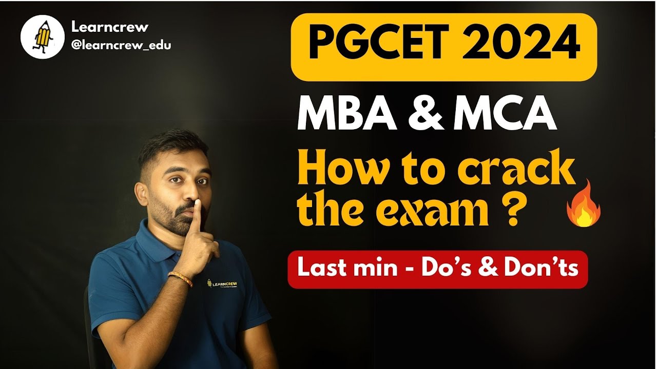 Karnataka PGCET 2024 Last min tips and tricks | Do's and Don'ts | LearnCrew #pgcet2024