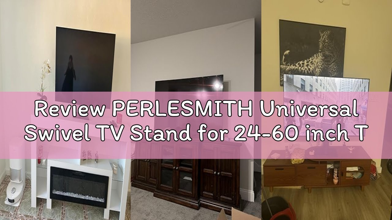 Review PERLESMITH Universal Swivel TV Stand for 24-60 inch TVs up to 99 lbs, 12 Height Adjustable Ta