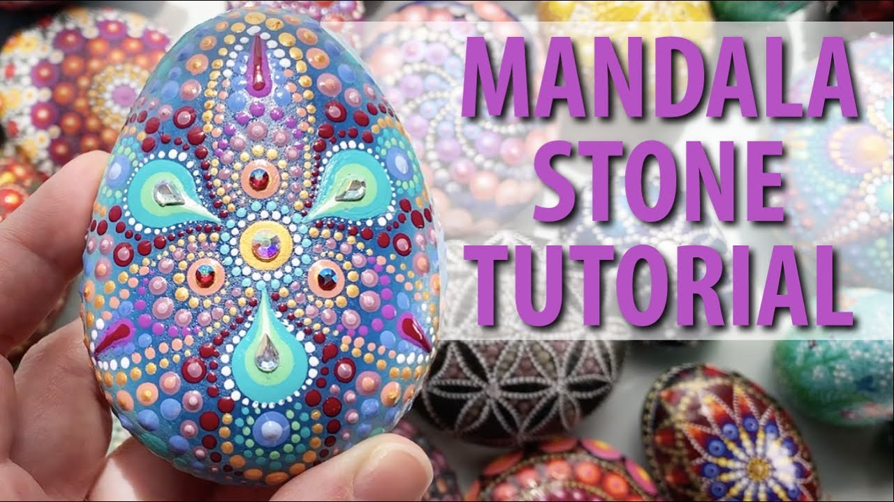 How to Paint a Dot Mandala Stone - Trillium Flower Mandala Design using Reversible Mandala Stencils
