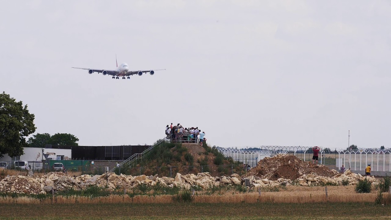 Emirates Airbus A380 landing at Prague