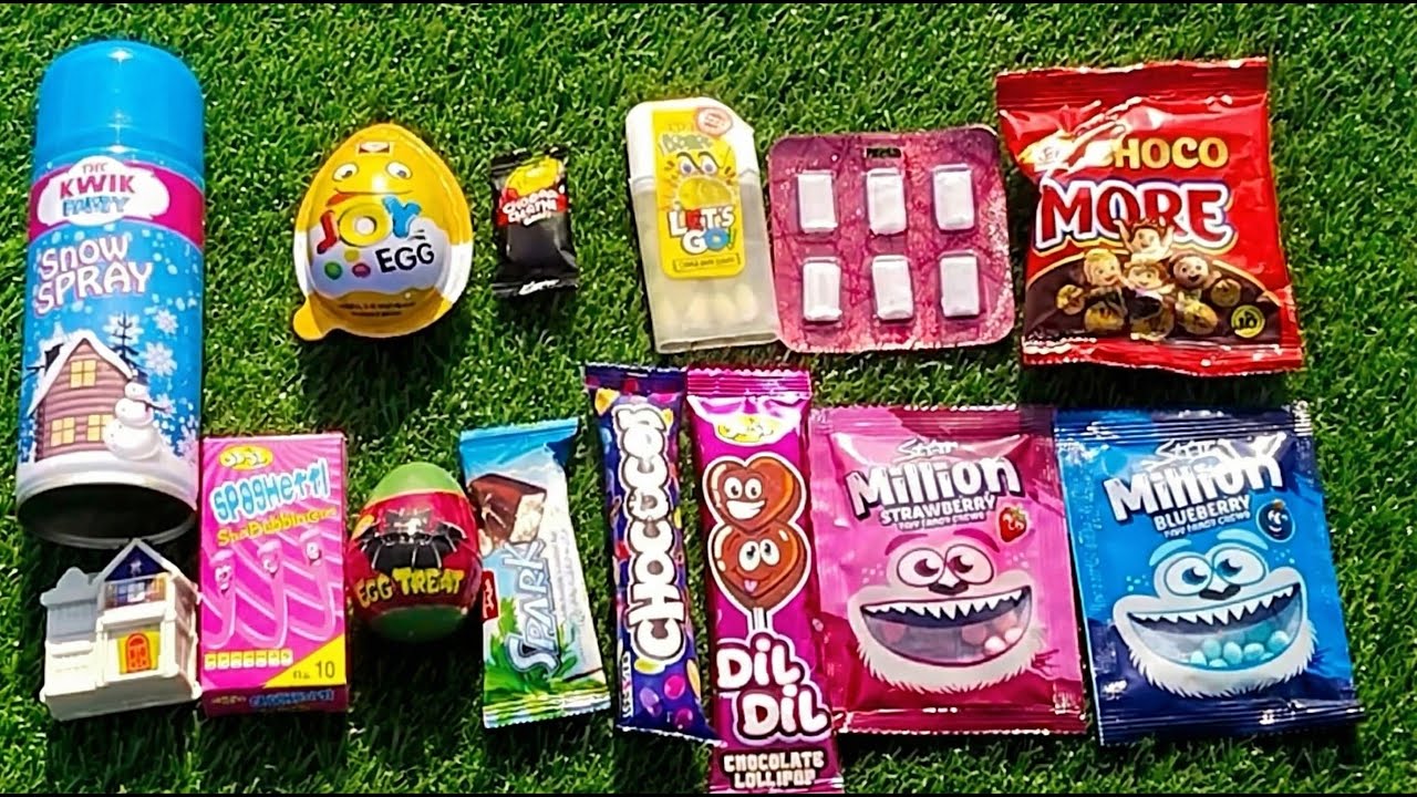 ASMR Most Popular Candys  some lots of colorful rainbow lollipop candy  unpacking chocolate eat