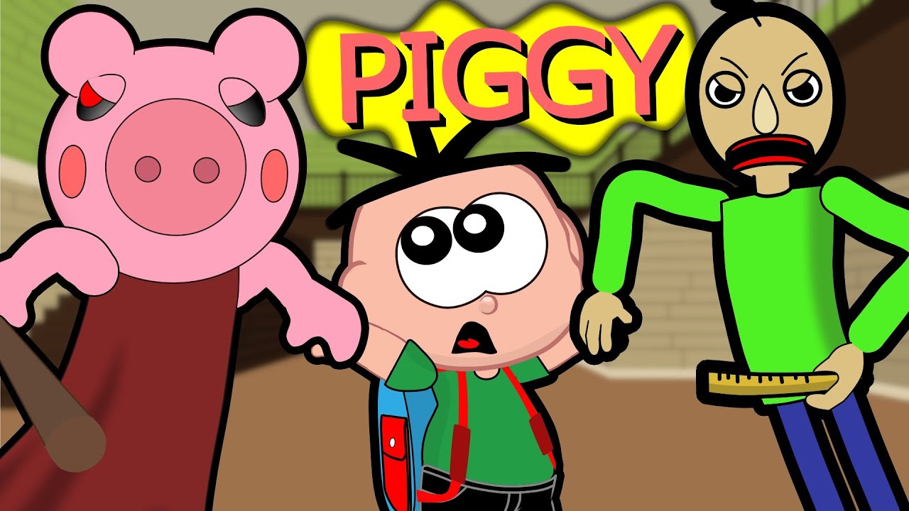 Cebolinha e Cascão em Piggy com Baldi's Basics do Roblox