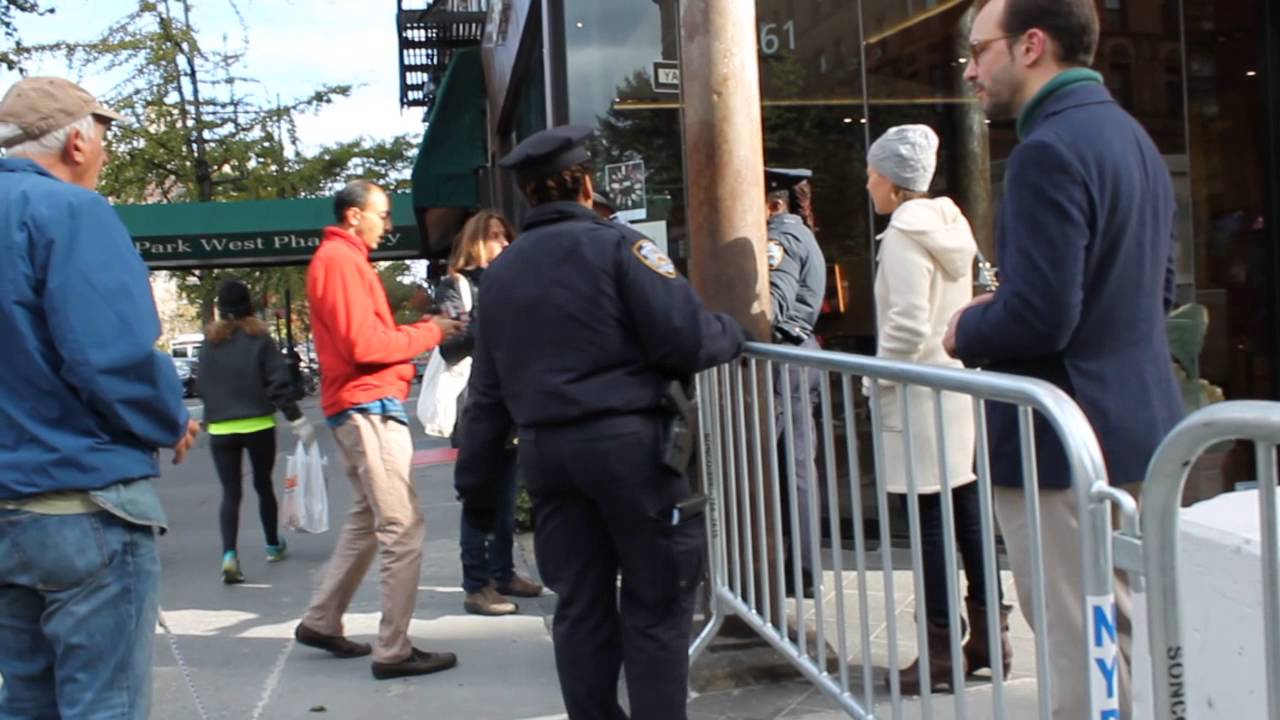 Garbage Trucks Blocking Entrance to Central Park West due to Marathon
