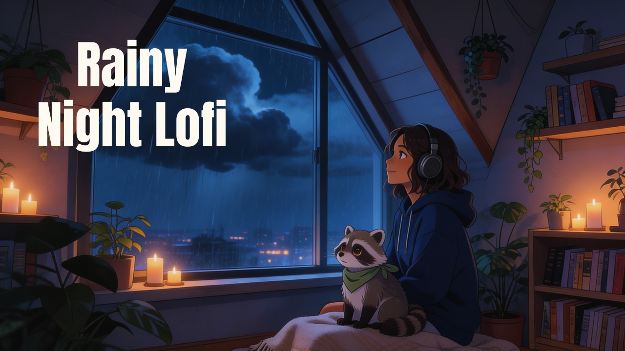 Night Rain & Relaxing Lofi | Cozy Candlelit Room for Rest & Focus