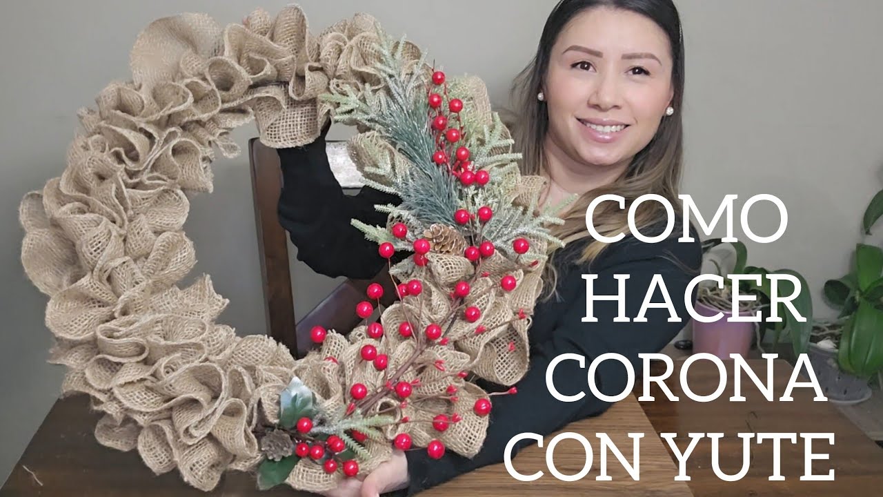 COMO HACER CORONA NAVIDEÑA con yute facil y economica 
