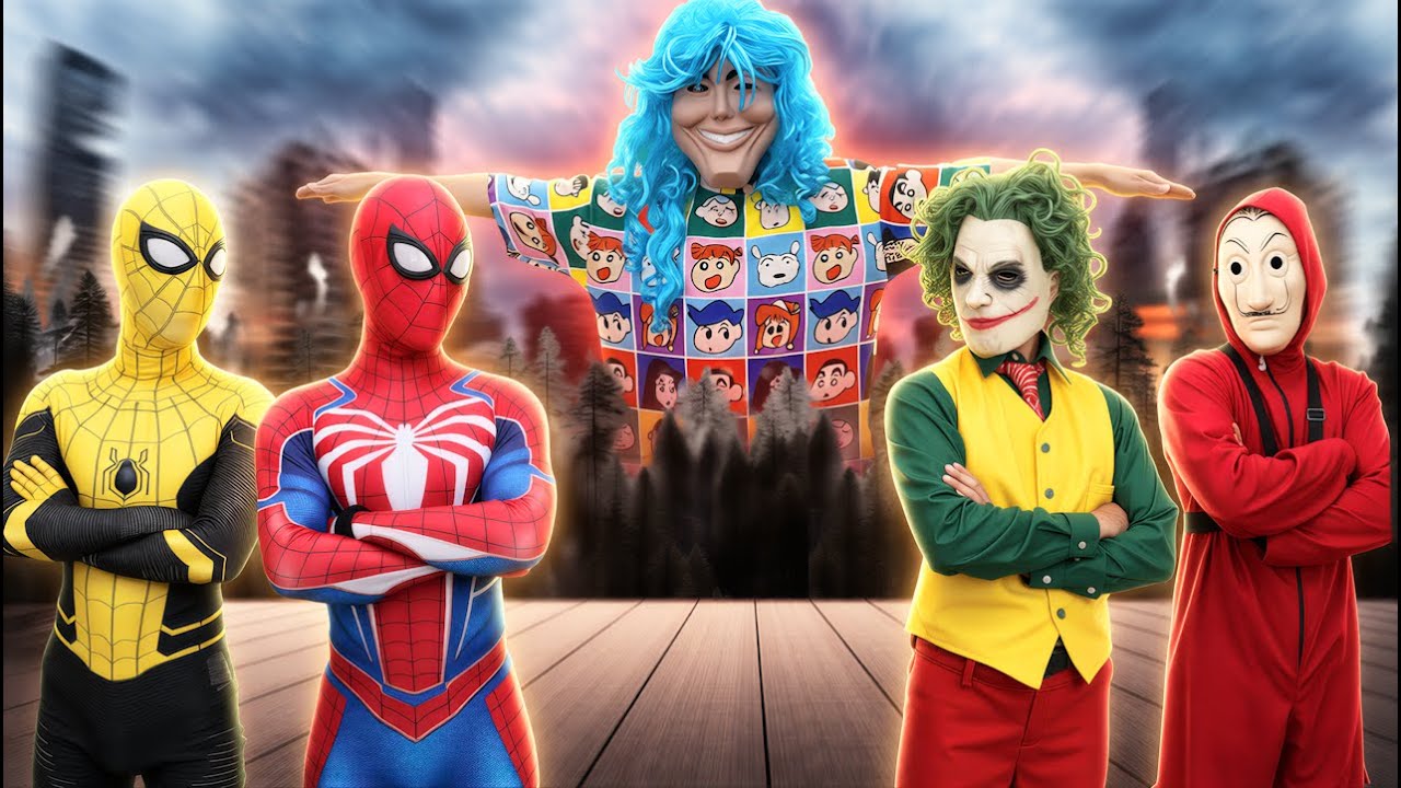 恐怖の対決！スパイダーマンチーム VS スマイリング・ジョーカーウーマン