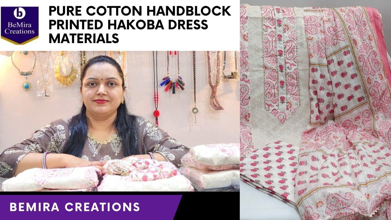 Pure Cotton Handblock Printed Hakoba Dress Materials 9804594021 #handblockprint #hakoba #suits