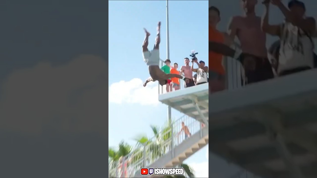 IShowSpeed Tries This Crazy Pool Jump 💧🏊‍♂️ 