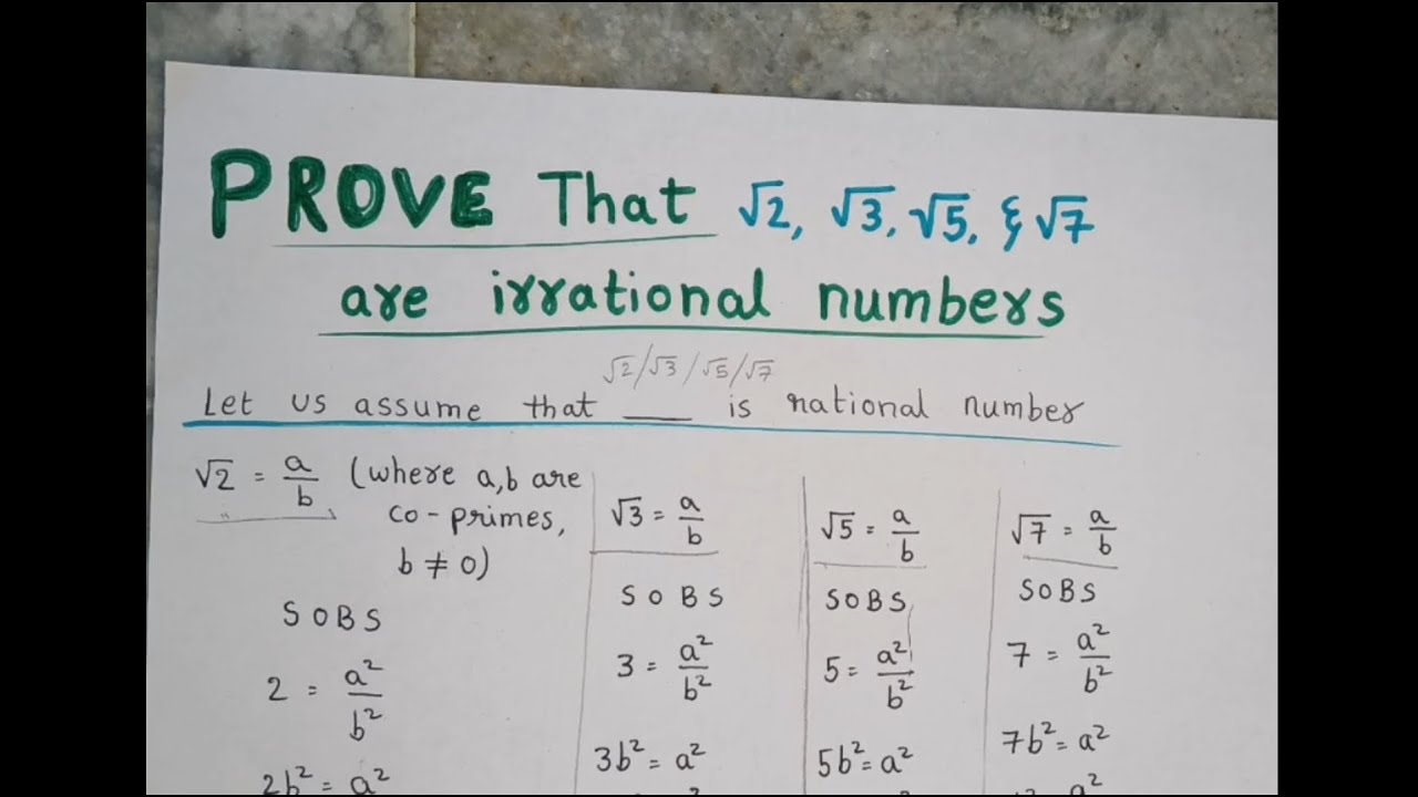 Prove that √2 or √3 or √5 or √7 is irrational. #10thclass 
