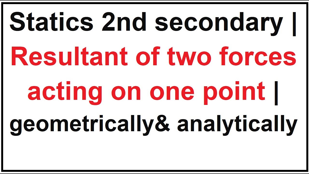 Statics 2nd secondary | Resultant of two forces acting on one point | geometrically | analytically