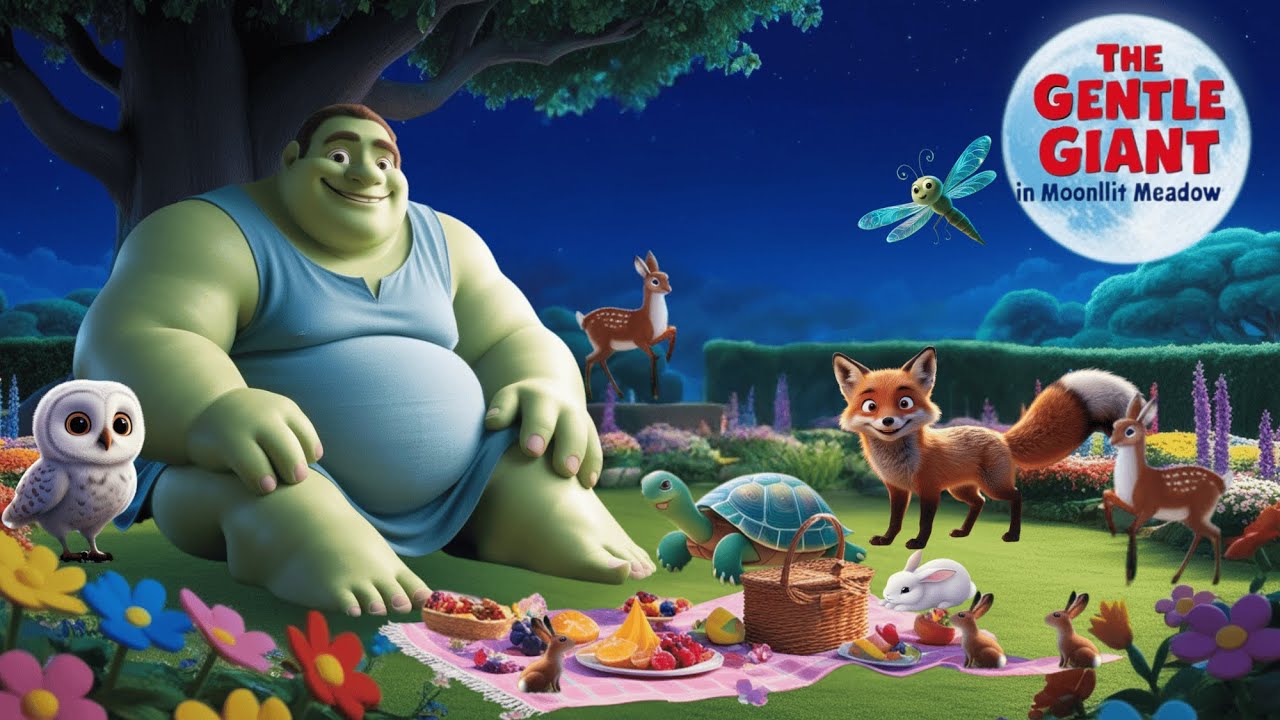 The Gentle Giant in Moonlit Meadows  | Bedtime Stories for Kids!