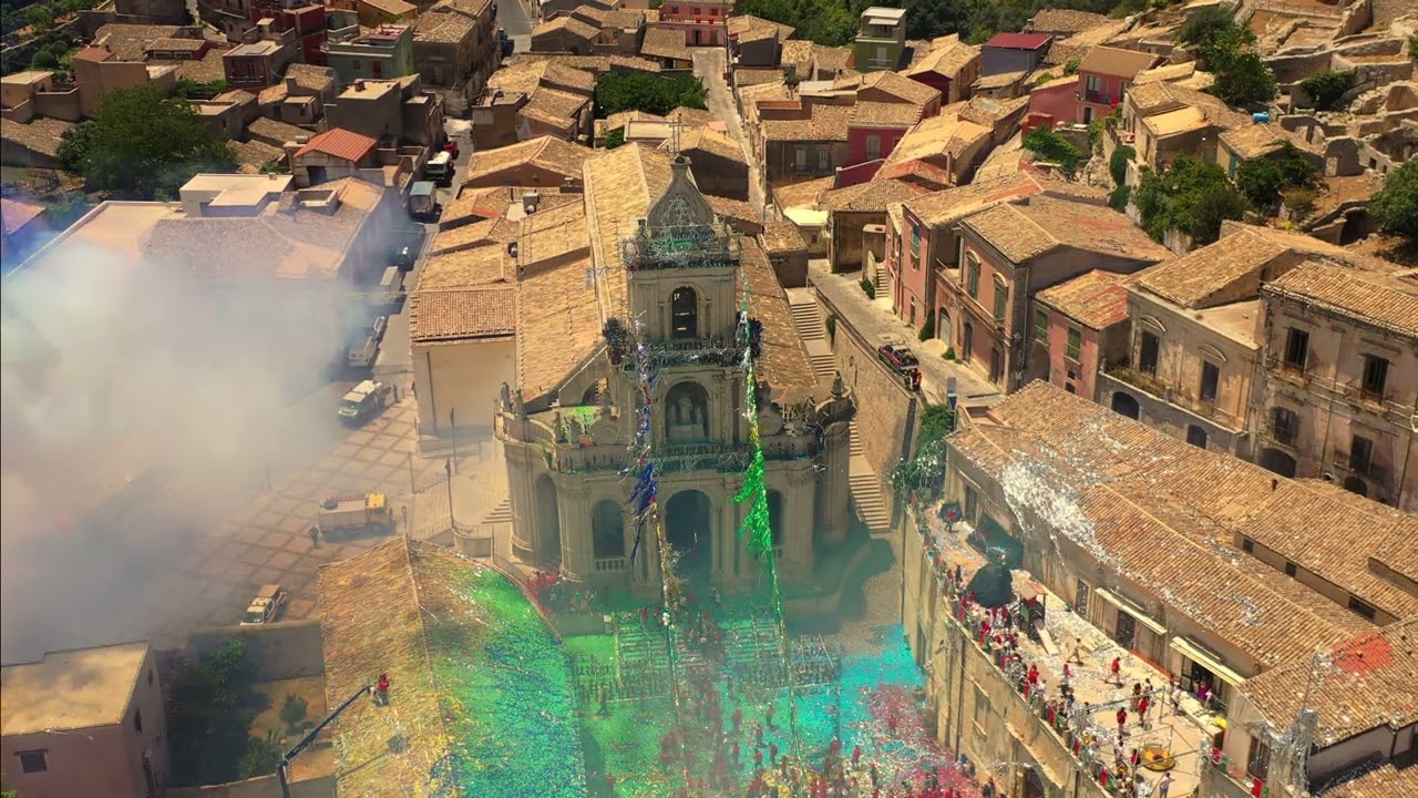 Palazzolo Acreide (Sr)  Festa San Paolo 2024 A Sciuta  Solo Drone  Fuochi Artificiali