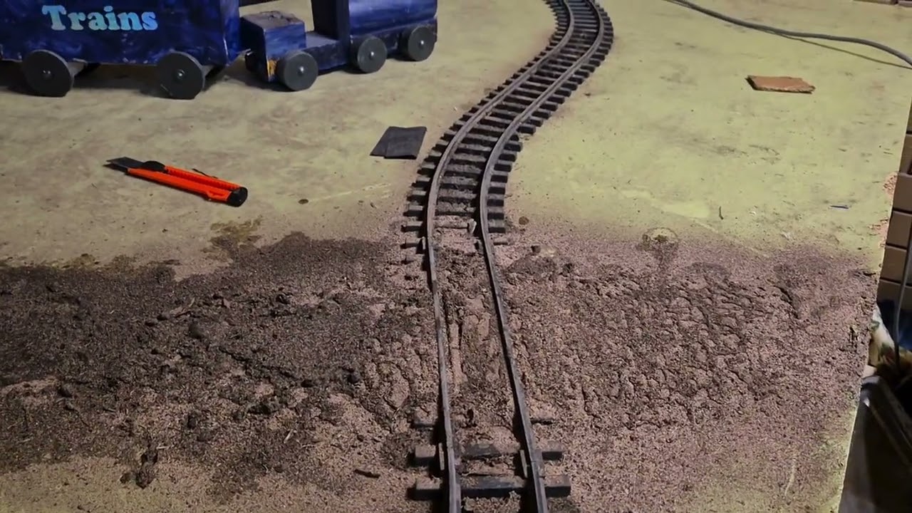 Putting down a road on the G layout.
