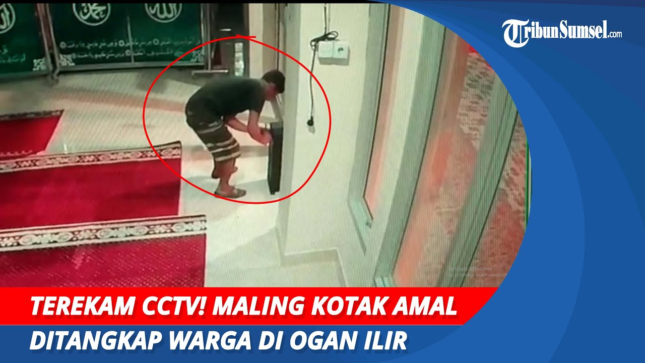 Terekam CCTV! Maling Kotak Amal Ditangkap Warga di Ogan Ilir