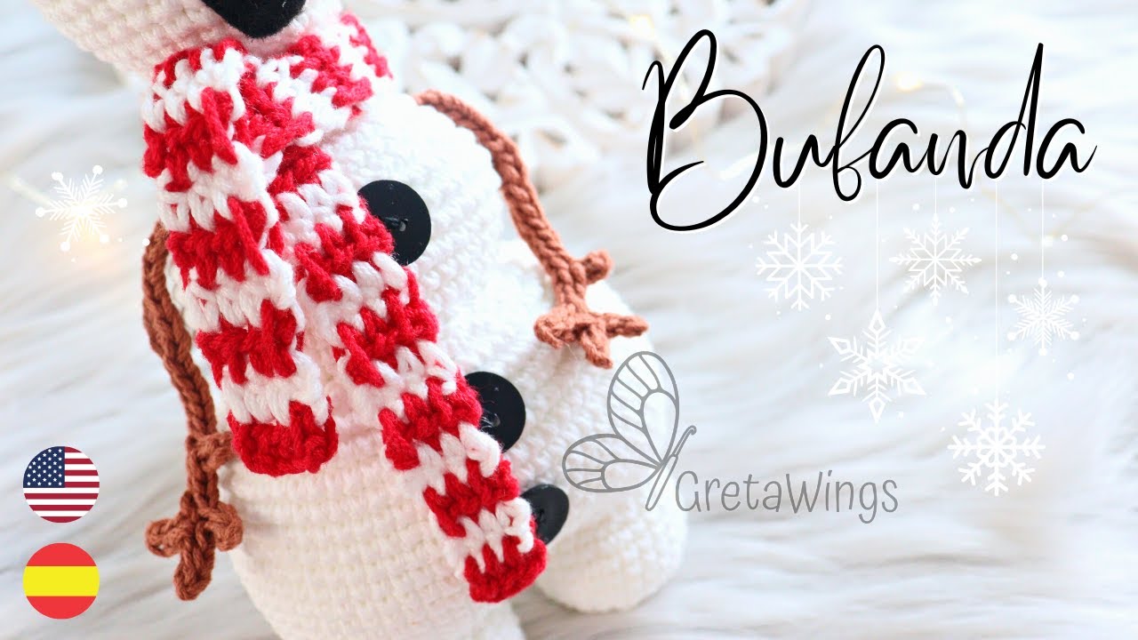 Como hacer una mini Bufanda a CROCHET para AMIGURUMI Sub 🇺🇸🇪🇸/ GretaWings