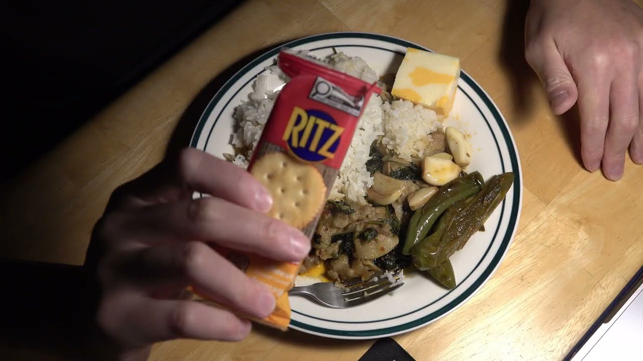 ASMR - RICE + MEAT AND VEGGIES EATING SOUNDS