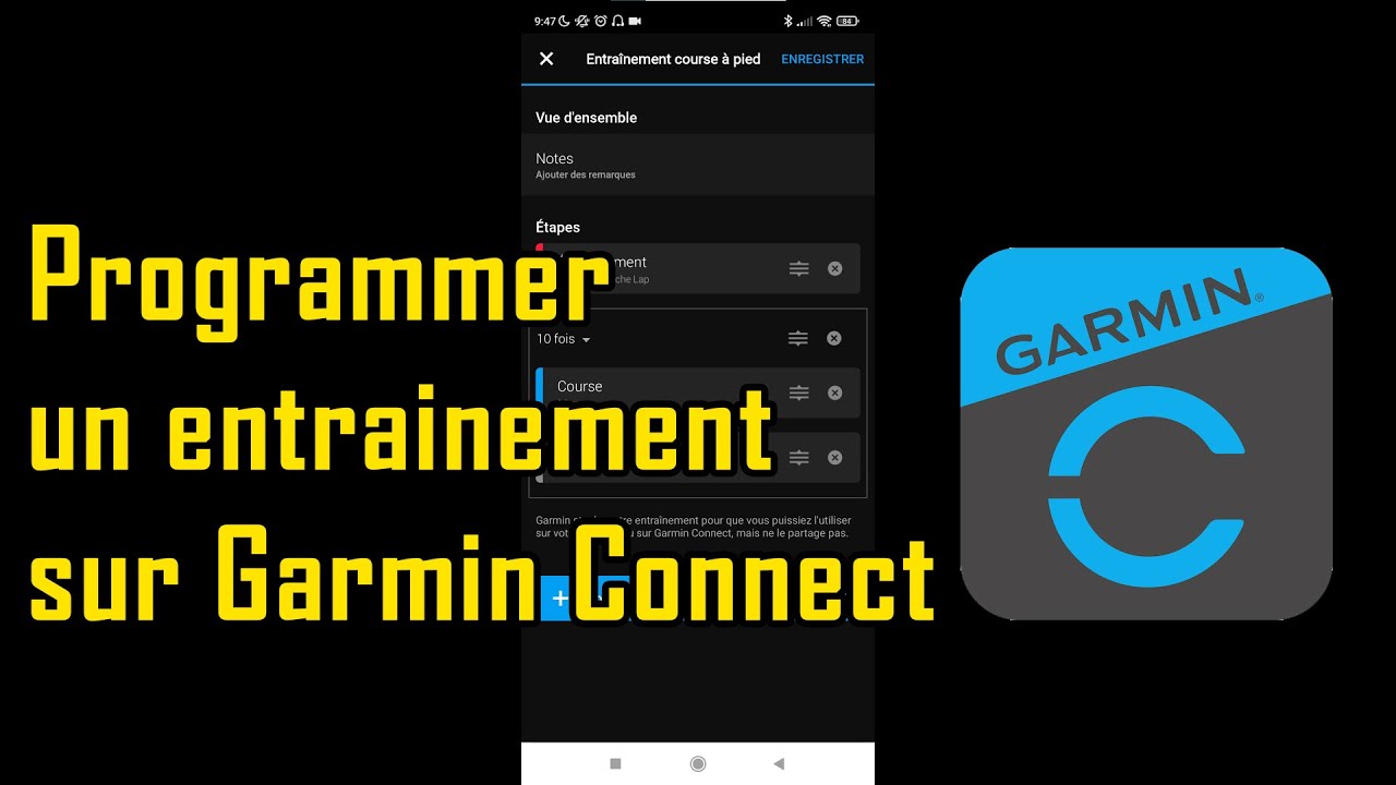 Programmer un entraînement avec Garmin Connect