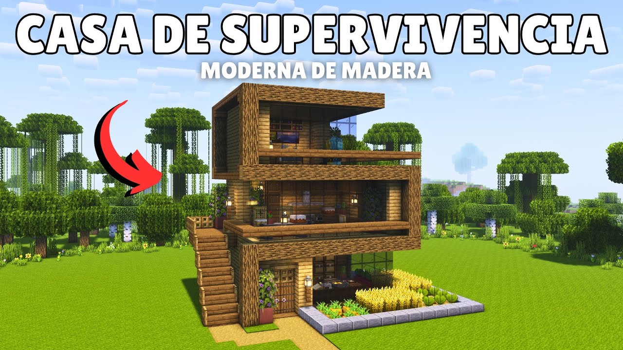 "La MEJOR Casa Moderna de Madera para Survival en Minecraft 1.21 (Tutorial 2025)"