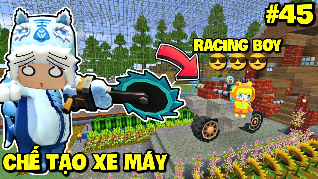 SINH TỒN THẾ GIỚI MỚI TẬP 45: MEOWPEO CHẾ TẠO XE MÁY LÀM RACING BOY SIÊU NGẦU TRONG MINI WORLD
