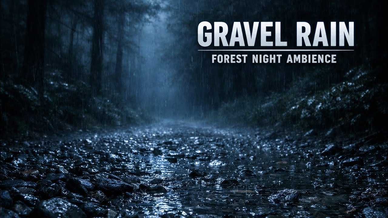 Rain on a Forest Gravel Path 🌧️ Calm Night Nature Rain Sounds 