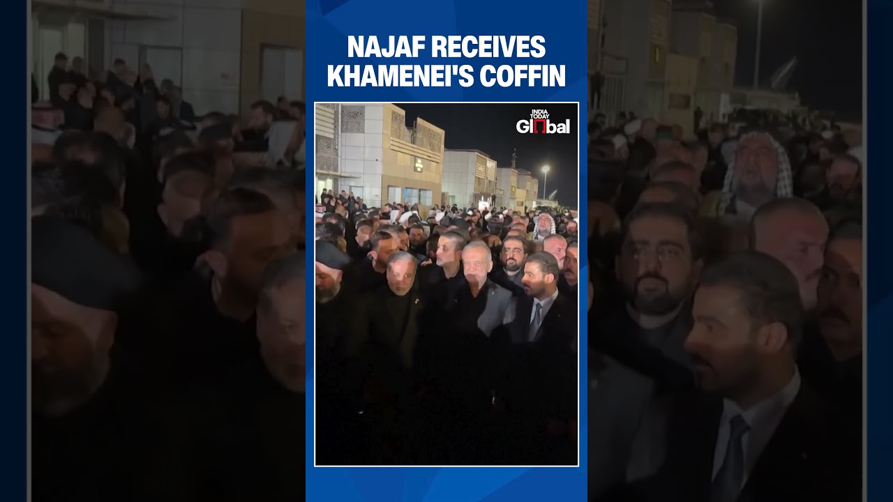 Iran and Iraq Leaders Receive Ayatollah Khamenei's Coffin at Official Najaf Airport Ceremony