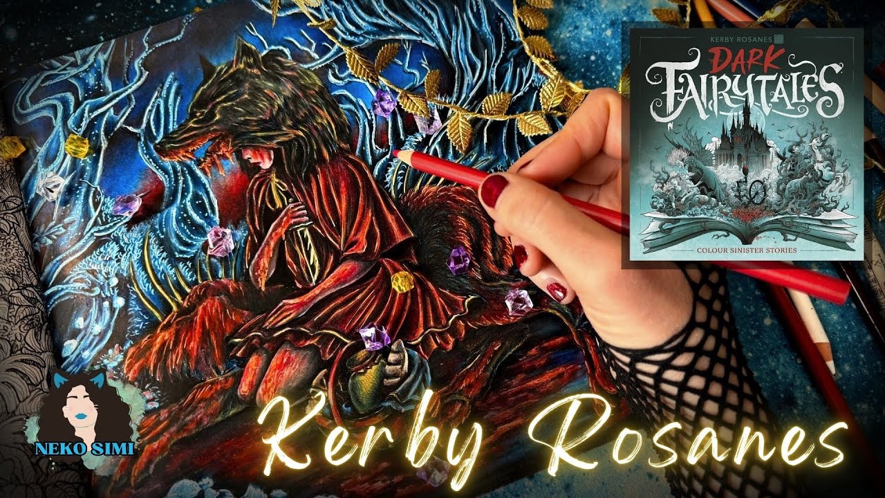 Red Riding Hood in Kerby Rosanes' Dark Fairytales | Coloured Pencils Adult Colouring