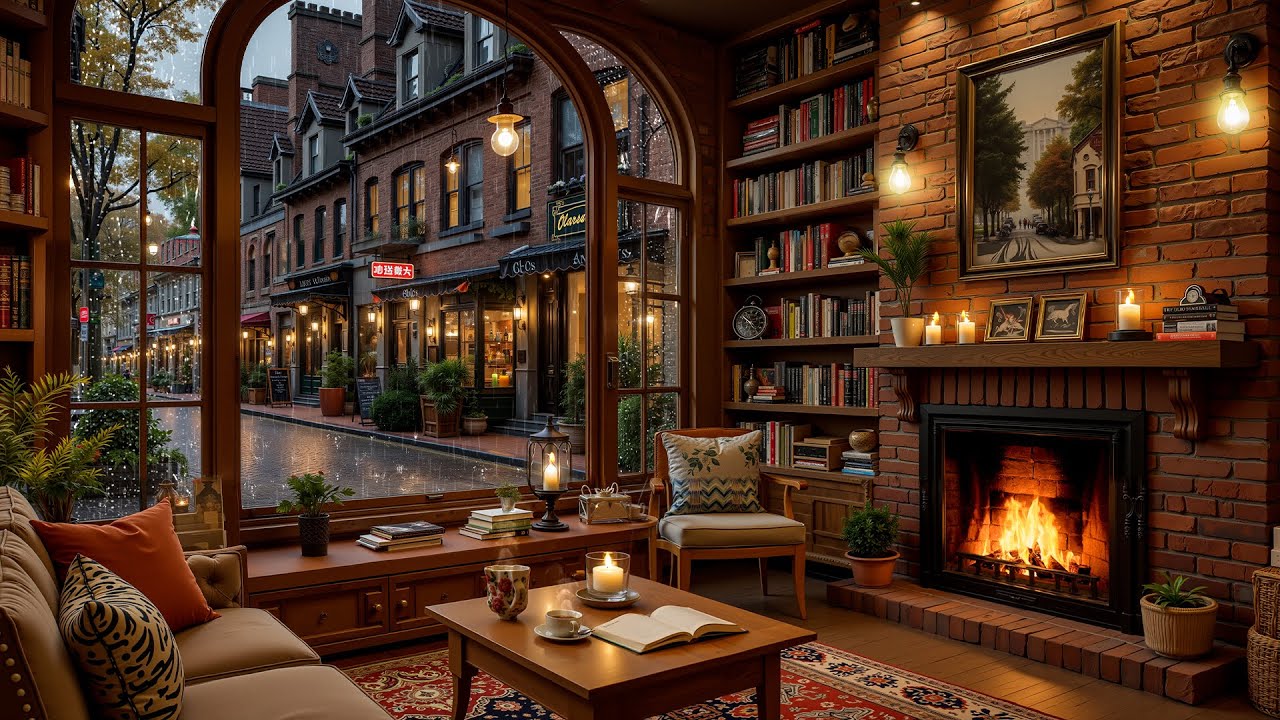 Relaxing Jazz Piano & Rain Sounds ☔ Cozy Cafe Ambience for Studying & Working