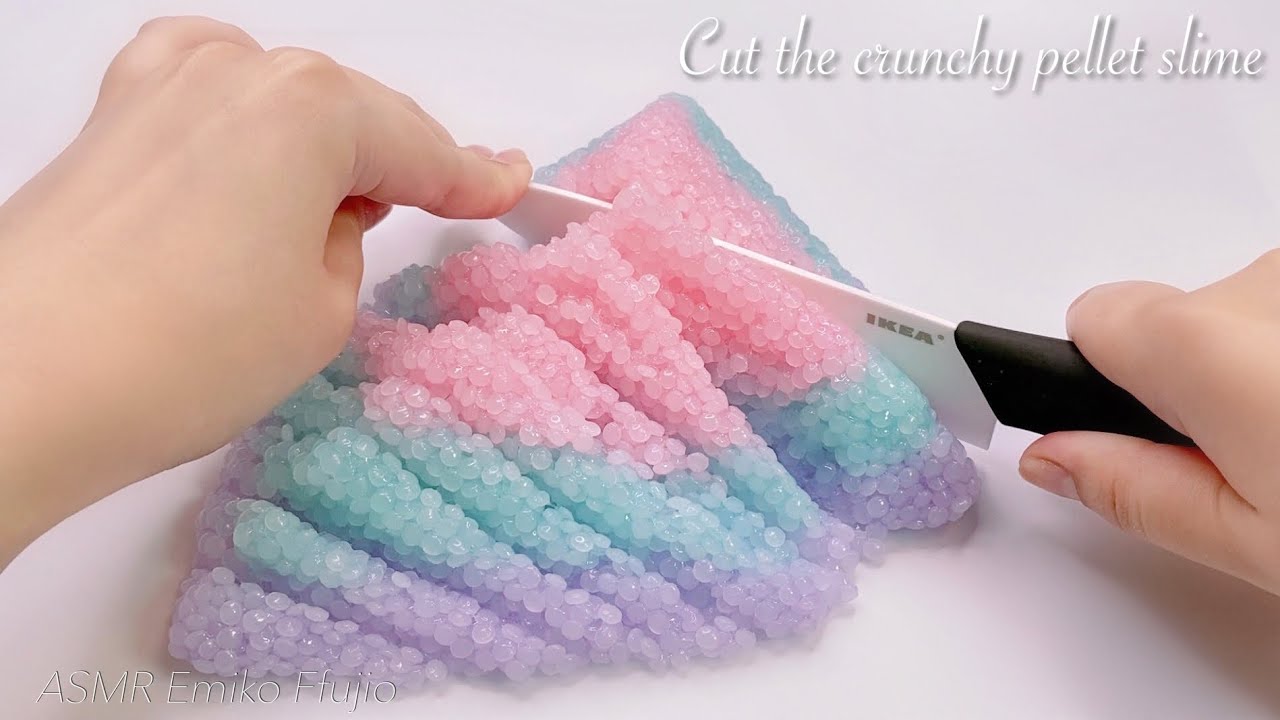 【ASMR】ザクザク🔪色んな形のペレットスライムを切る🍬【音フェチ】Cut the crunchy pellet slime 펠렛 슬라임을 잘라