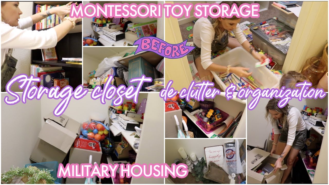 MASSIVE STORAGE CLOSET DECLUTTER & ORGANIZATION / MONTESSORI TOY STORAGE / MILITARY HOUSING