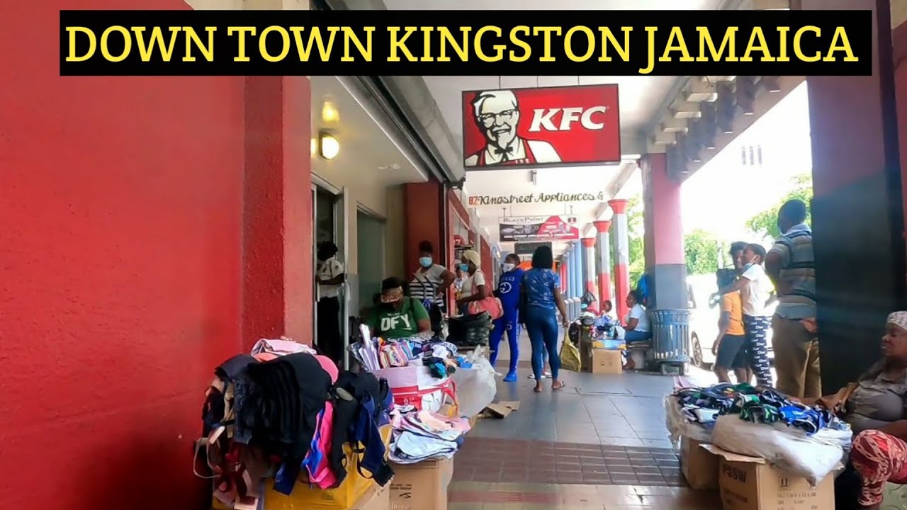 Walking driving  in the street of Down Town  Kingston Jamaica