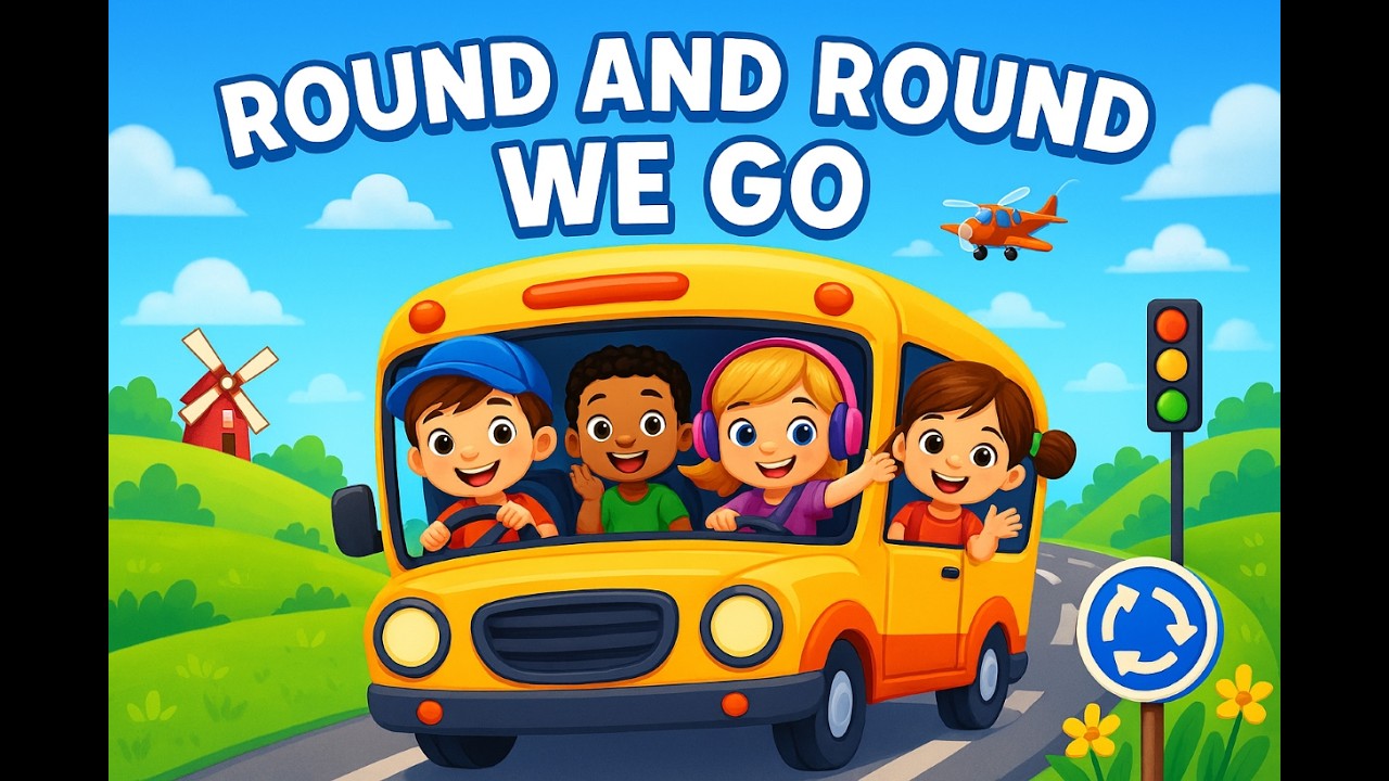 Round and Round We Go 🚍🎵 | Fun Kids Rhymes | Ashwanth Kids World