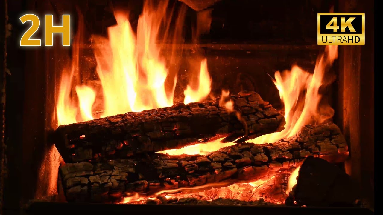 🔥 Warm Fireplace Ambience 🔥 Real Fire Sounds for Relaxation, Sleep & Focus | 2 Hours 🕯️🌙