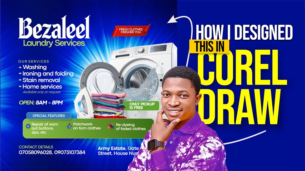 How to Design a Professional Laundry Flyer in CorelDRAW | CorelDRAW Tutorial for Beginners 2025
