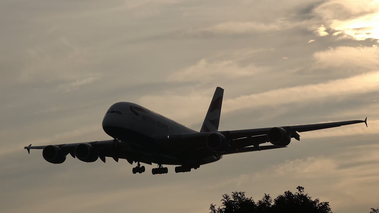 Stunning Sunrise Arrival: British Airways Airbus A380 Early Morning Final into Heathrow