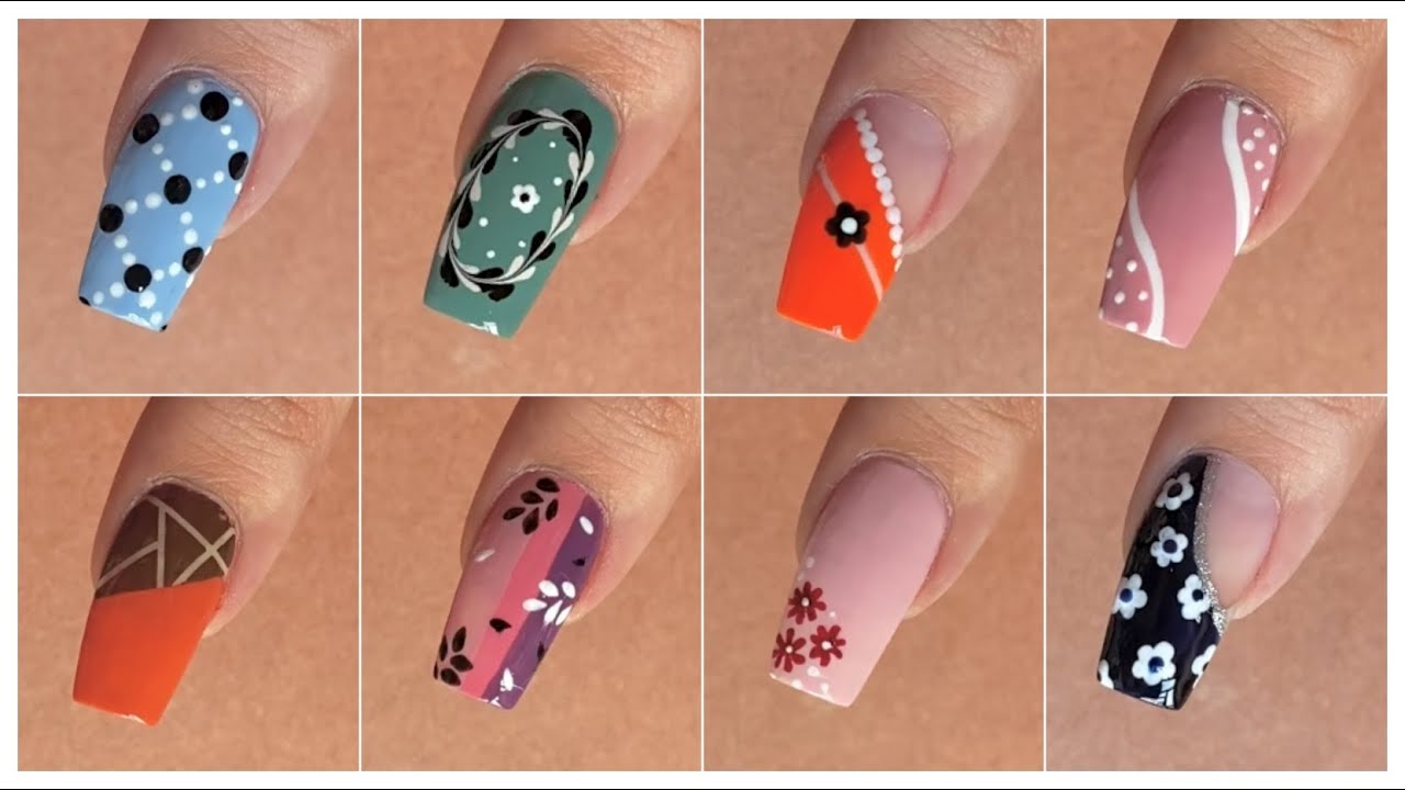 Easy nail art designs for beginners || Flower nails || Tape nail art || Safety pin nail art 