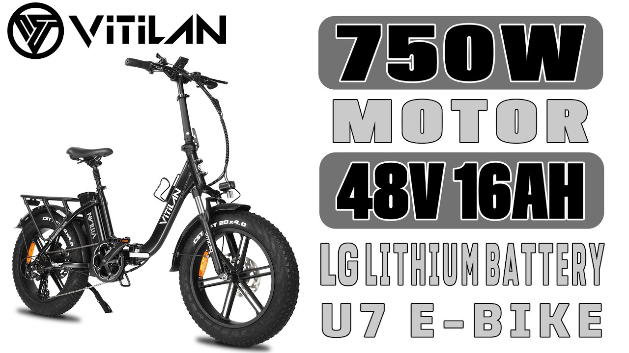 VITILAN U7  Fat Tire Folding Step-Thru Electric Bicycle with 750W Motor, 48V 16AH Lg Battery.