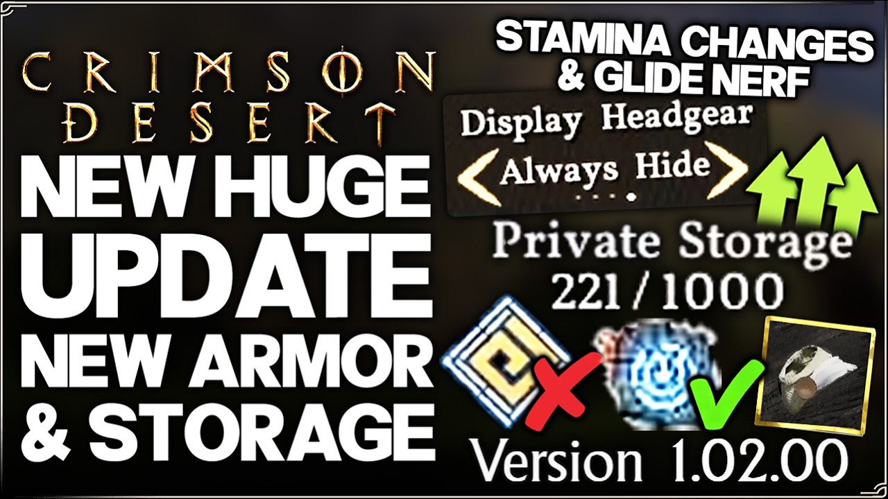 Crimson Desert - New INSANE Update - 1000 Storage, Big Nerf, New Armor, Helm Off & More Patch Guide!