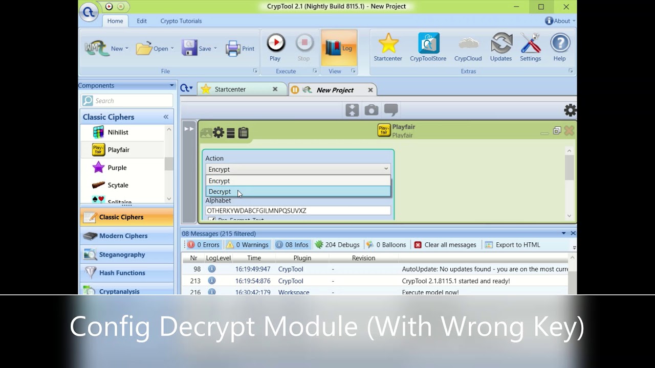 Playfair Encryption using Cryptool