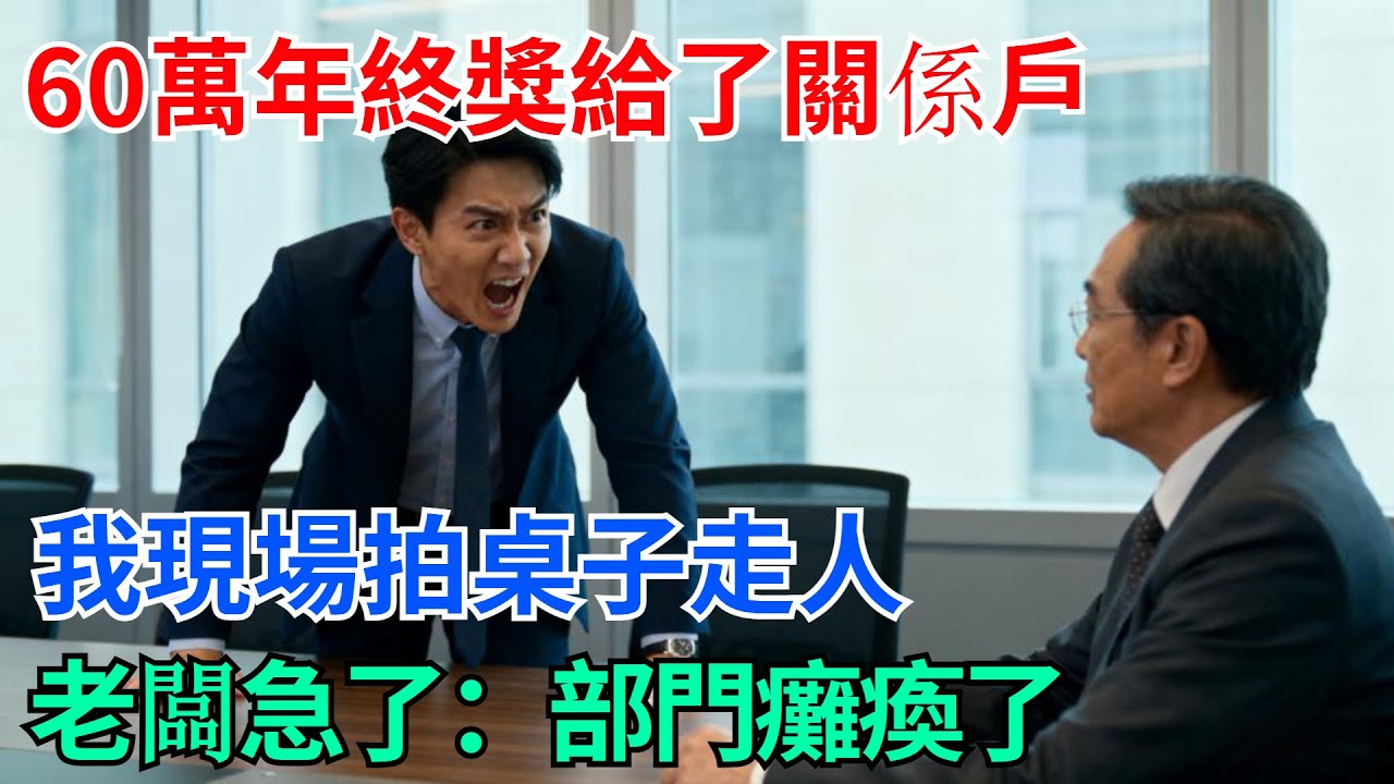 60萬年終獎給了關係戶，我現場拍桌子走人，老闆急了：部門癱瘓了【奇趣天下】#奇聞#社會#完結爽文#職場#職場文化#生活見聞#好奇零零漆#談笑娛生#叉雞