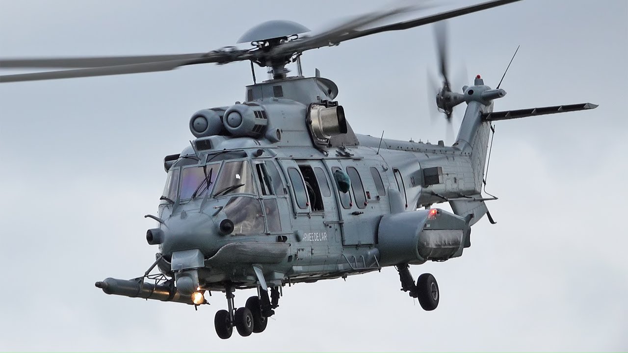 Eurocopter EC-725 Caracal (Airbus Helicopter H225M) French Air Force landing and take off at Paris
